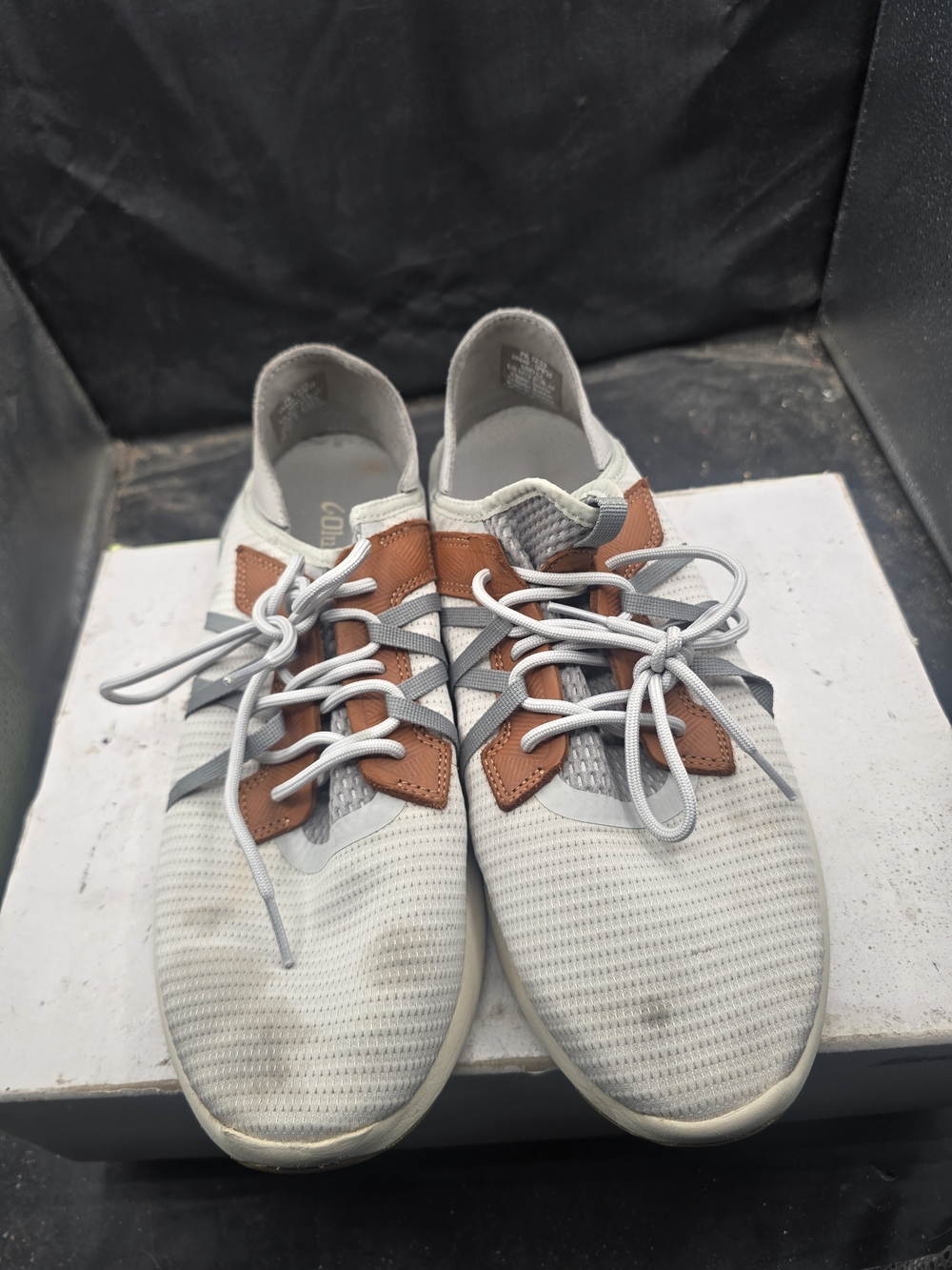 OluKai Men's Gray and Brown Slip-On Knit Sneakers